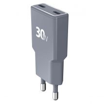 Force Power Chargeur 2x Usb-c 30w Power Delivery Ultra Gan Rapide Gris