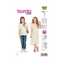 Patron Burda 9244 - Robe Et Blouse Avec Décolleté Décorées De Ruchés De Manches Du 4 Au 11 Ans