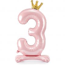 Ballon Debout - Chiffre 3 Rose - PartyDeco