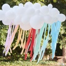 Guirlande De 40 Ballons Et Rubans Crépons - Arc-en-ciel - Ginger Ray