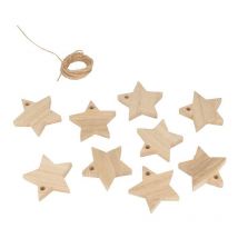 Guirlande En Bois 10 Étoiles + Cordon - Artemio