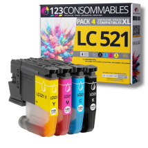 Lc521 - Pack 4 Cartouches Brother Lc-521 Compatibles Dcp-j1260w Mfc-j5340dw - 123consommables