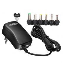 Max Excell Chargeur Secteur 30w Tension Réglable 3-12v Avec Usb Et 6 Embouts Inclus Noir