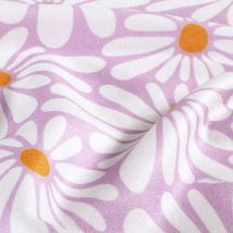 Tissu Toile Polycoton Marguerite Ysalis Sur Fond Lilas - Au Mètre - Craftine
