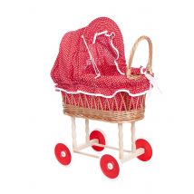 Landau En Osier Rouge Pois - Egmont Toys