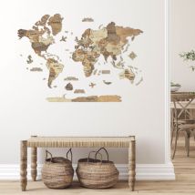 Carte Du Monde En Bois 3d Creatifwood Foncée, M (100 X 70 Cm) - Décoration Murale - Creatifwood