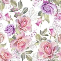 Lot De 4 Serviettes En Papier Découpage Collage 33 Cm Rose Rosier F 600 - Ambiente
