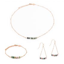 Collier, Bracelet Et Boucles D'Oreilles Piana En Pierres Agate Aquatique - Sloya