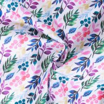 Tissu Coton Imprimé Alban Floral Sur Fond Blanc - Craftine