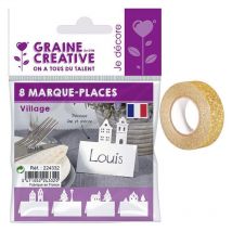 Marque Places Pour Table De Noël Village + Masking Tape Doré À Paillettes 5 M - Youdoit