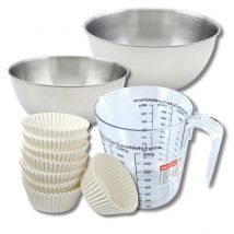 Set Pâtisserie Avec 100 Moules À Muffins En Papier, 2 Bols À Mixer, Verre Mesureur Et Spatule Zenker