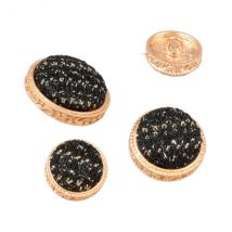 Bouton Rond Bijou Couvert Noir - MyMercerie