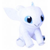 Grande Peluche Furie Eclair Dragon Blanc 75 Cm - Doudou Licence Dragon Xl - Spin Master