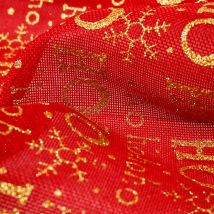 Tissu Jute Imprimée Hoho Sur Fond Rouge - Craftine