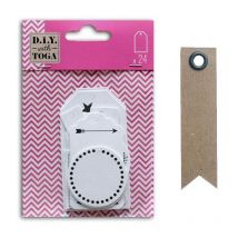 24 Étiquettes Blanches De Décoration + 20 Étiquettes Kraft Fanion - Youdoit