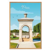 Tableau Mural Encadré Illustration Jardin Pau 65x97 Cm - Ceanothe