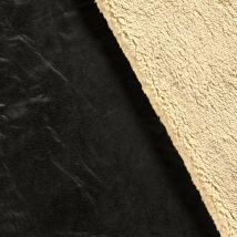 Tissu Suédine Envers Fourrure Mouton Beige Noir - Au Mètre - Craftine