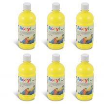 Lot De 6 Flacons Soft Plastique Peinture Acrylique Fine Fluo 500 Ml Jaune Primaire 201 Primo - Primo
