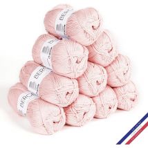 10 Pelotes De Laine - Blush - 100% Coton Bio - 3mm - Tricot Et Crochet - Bergère De France - Bergere de France