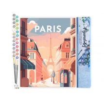Peinture Par Numéro Figured'art Affiche Vintage Paris - Activité Manuelle Kit De Loisir Créatif Diy Numéro D'Art Complet - 40x50cm Sans Châssis En