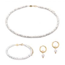 Collier, Bracelet Et Boucles D'Oreilles Serena En Pierres Howlite - SLOYA
