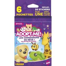 Stickers - Adopt Me! Roblox - Blister 6 Pochettes - 1 Carte Édition Limitée - 35 Stickers - Panini