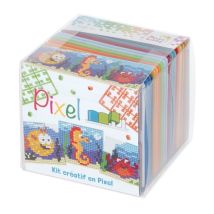 Kit Créatif Pixel Cube 3 Décors 6x6cm Sous L'Océan - Pixel ou Pixel kit