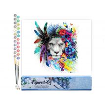 Peinture Par Numéro Figured'art - Lion Prêt Pour La Parade - Kit De Loisir Créatif Diy Numéro D'Art Complet - 40x50cm Sans Châssis En Bois