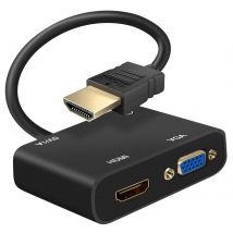 Adaptateur Hdmi Mâle Vers Vga Et Hdmi Femelles Avec Prise Audio 3.5mm Et Charge - Avizar