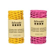 2 Bobines Fil Kraft Fuschia/jaune 2mm X 25 M - Artemio