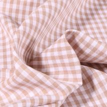 Tissu Rayures Petits Carreaux 5 Mm Beige - Craftine