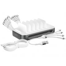 4smarts Station De Charge 100w Multiport 5 Usb-c + Usb Et 6 Câbles Inclus Gris