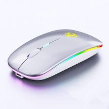 Souris Sans Fil Lumineuse Rechargeable 1600dpi Pour Ordinateur Portable Argent Yonis - Yonis