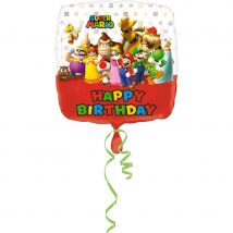 Ballon À Plat Mario Happy Birthay (43 Cm) - Amscan