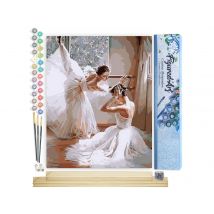 Peinture Par Numéro Figured'art - Futures Ballerines - Kit De Loisir Créatif Diy Numéro D'Art Complet - 40x50cm Toile Roulée + Châssis En Bois À