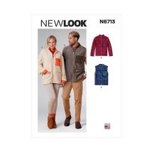 Patron New Look 6713 - Veste Zippée Unisex Avec Ou Sans Manches Du Xs Au Xl Taille N°fr : Tp-tg - NewLook