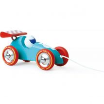 Voiture De Course A Trainer Turquoise Et Rouge - Vilac