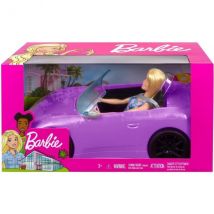 Voiture Cabriolet Mauve Barbie + Poupee Barbie - Auto Sportive - Vehicule Decapotable - Mattel - Hby29 - Barbie