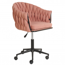Chaise De Bureau Rose En Tissu Mobilier De Bureau Pivotant - Beliani