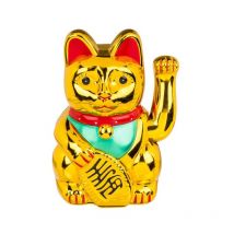 Chat Maneki Neko - Porte-bonheur - Doré - 20 Cm - OUT OF THE BLUE