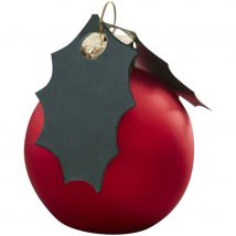 6 Marque-places Boule De Noël Rouge Avec Feuilles De Houx - Ginger Ray