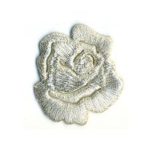 Ecusson Thermocollant Petite Rose Nacre - Lurex 3x3.5cm - Mediac