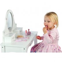 Coiffeuse En Bois Blanc Avec Miroir Et Tabouret Pour Enfants - Bigjigs Toys