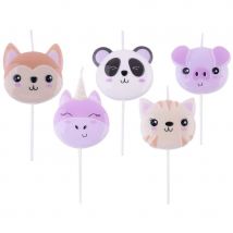 5 Bougies - Animaux Kawai - Pme