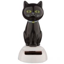 Figurine - Chat Noir - Porte Bonheur - Décoration - Fonctionne À L'Énergie Solaire - PUCKATOR