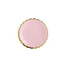 6 Petites Assiettes Baby Rose/or - PartyDeco