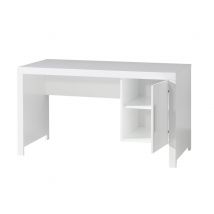 Erik Bureau Bois Laqué Blanc Avec 1 Caisson 1 Porte - Vipack