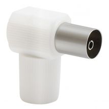 Force Power Fiche Tv Coaxial 9.52mm Coudée Femelle Antiparasitage Blanc