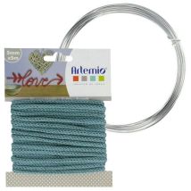 Fil À Tricotin Bleu Turquoise 5 Mm X 5 M + Fil D'Aluminium - Artemio