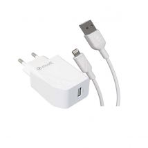 Muvit Chargeur Secteur Usb 12w 2,4a Et Câble Lightning Vers Usb 1,2m Blanc